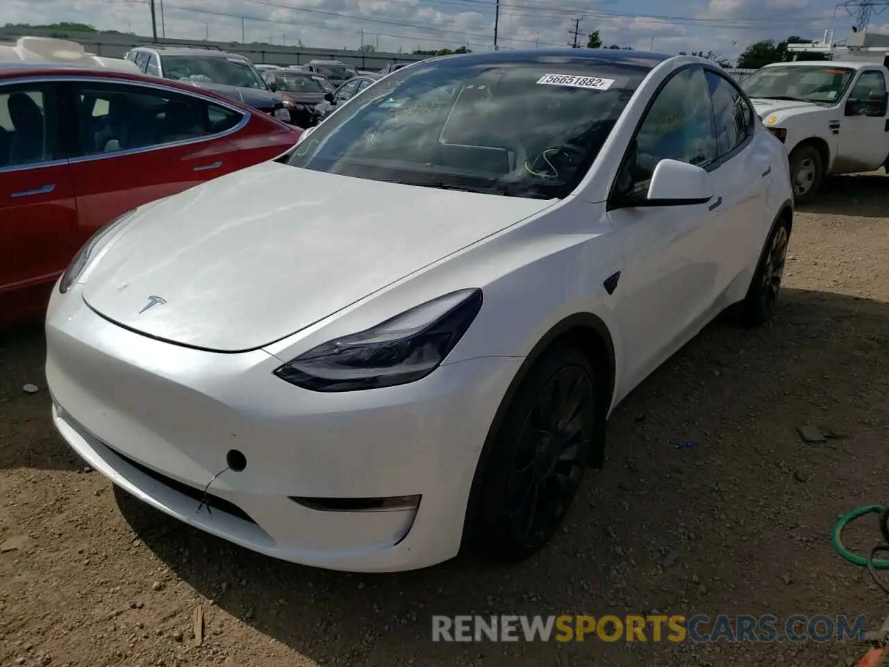 2 Photograph of a damaged car 5YJYGDEF6MF261711 TESLA MODEL Y 2021
