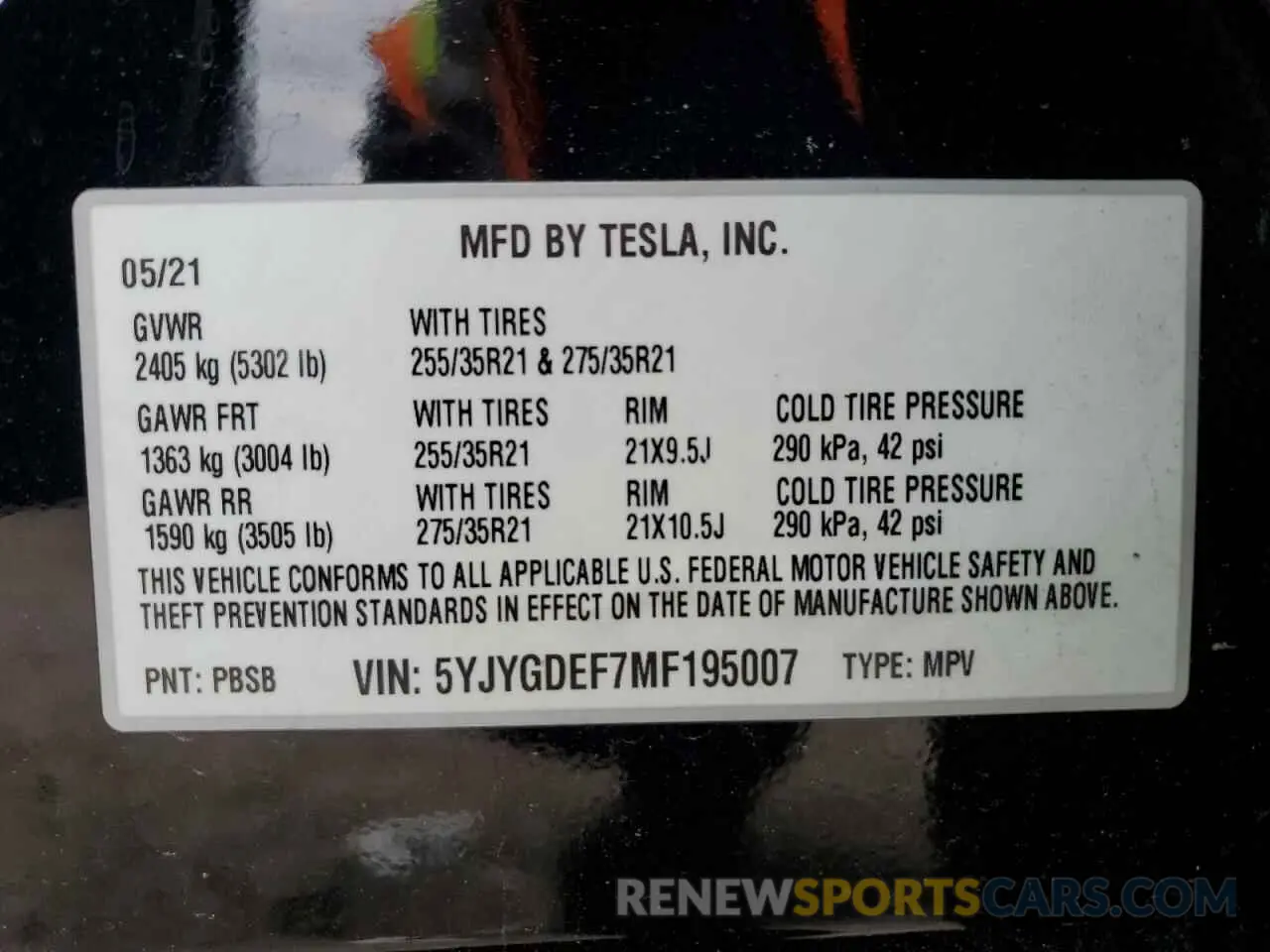 12 Фотография поврежденного автомобиля 5YJYGDEF7MF195007 TESLA MODEL Y 2021