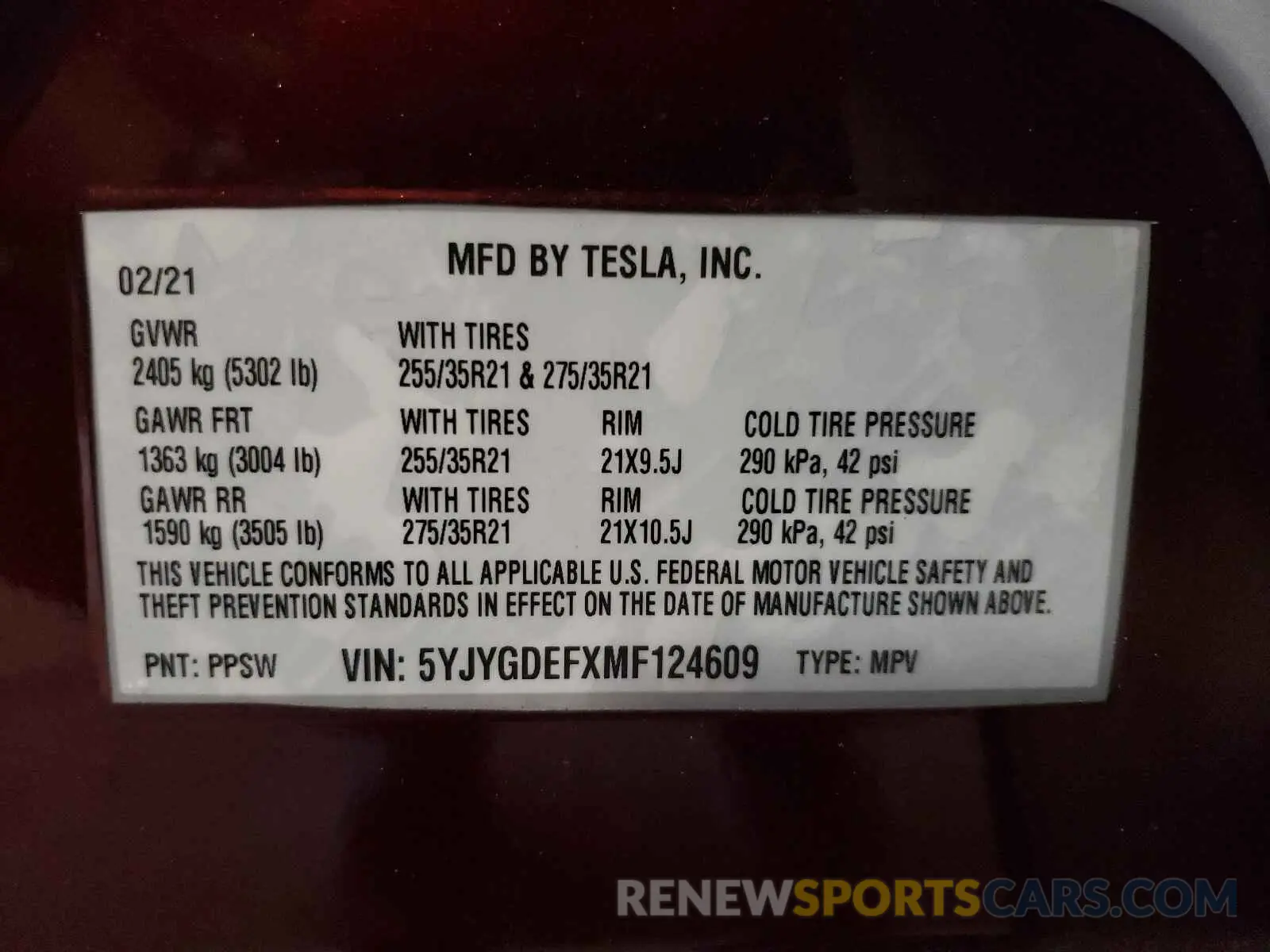 10 Photograph of a damaged car 5YJYGDEFXMF124609 TESLA MODEL Y 2021
