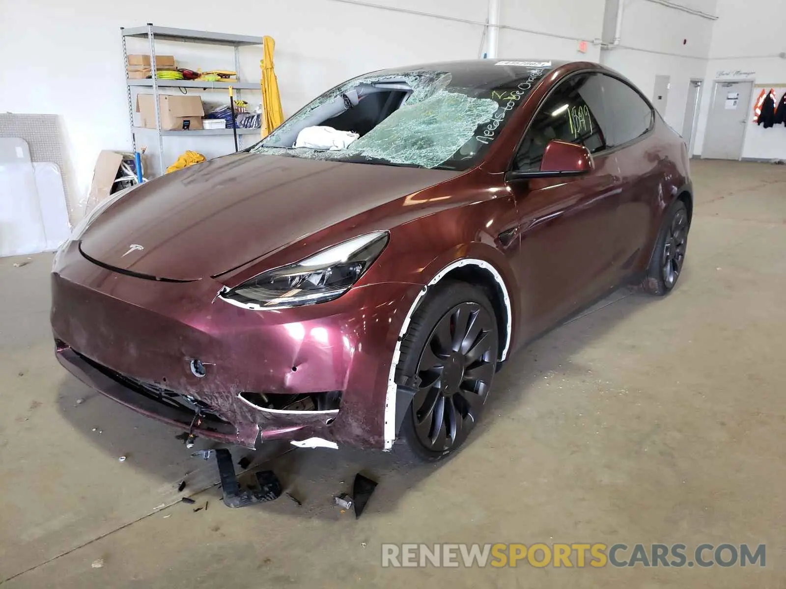 2 Photograph of a damaged car 5YJYGDEFXMF124609 TESLA MODEL Y 2021