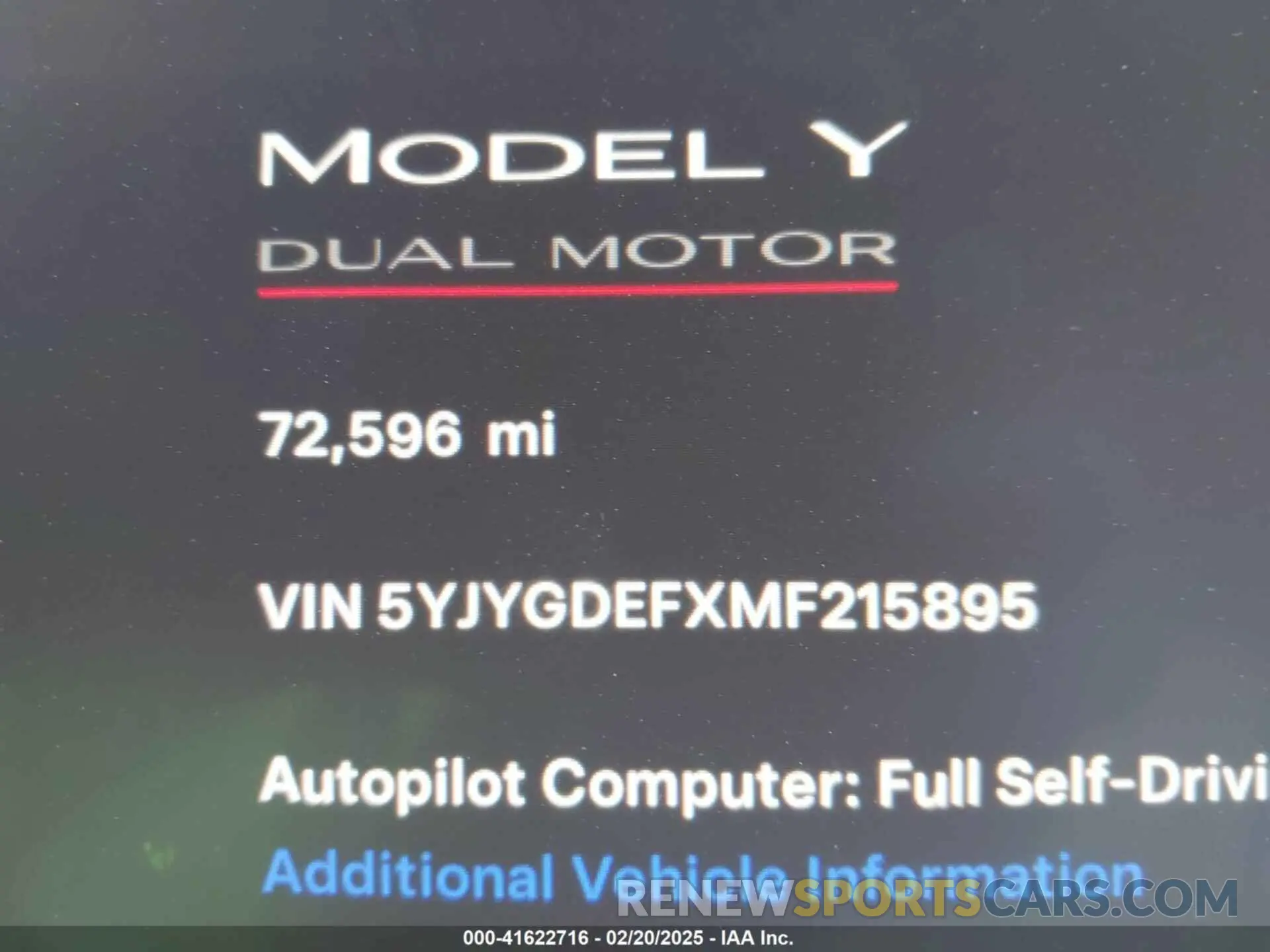 15 Фотография поврежденного автомобиля 5YJYGDEFXMF215895 TESLA MODEL Y 2021
