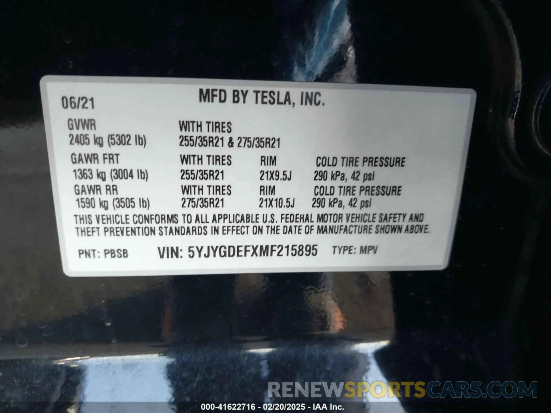 9 Фотография поврежденного автомобиля 5YJYGDEFXMF215895 TESLA MODEL Y 2021
