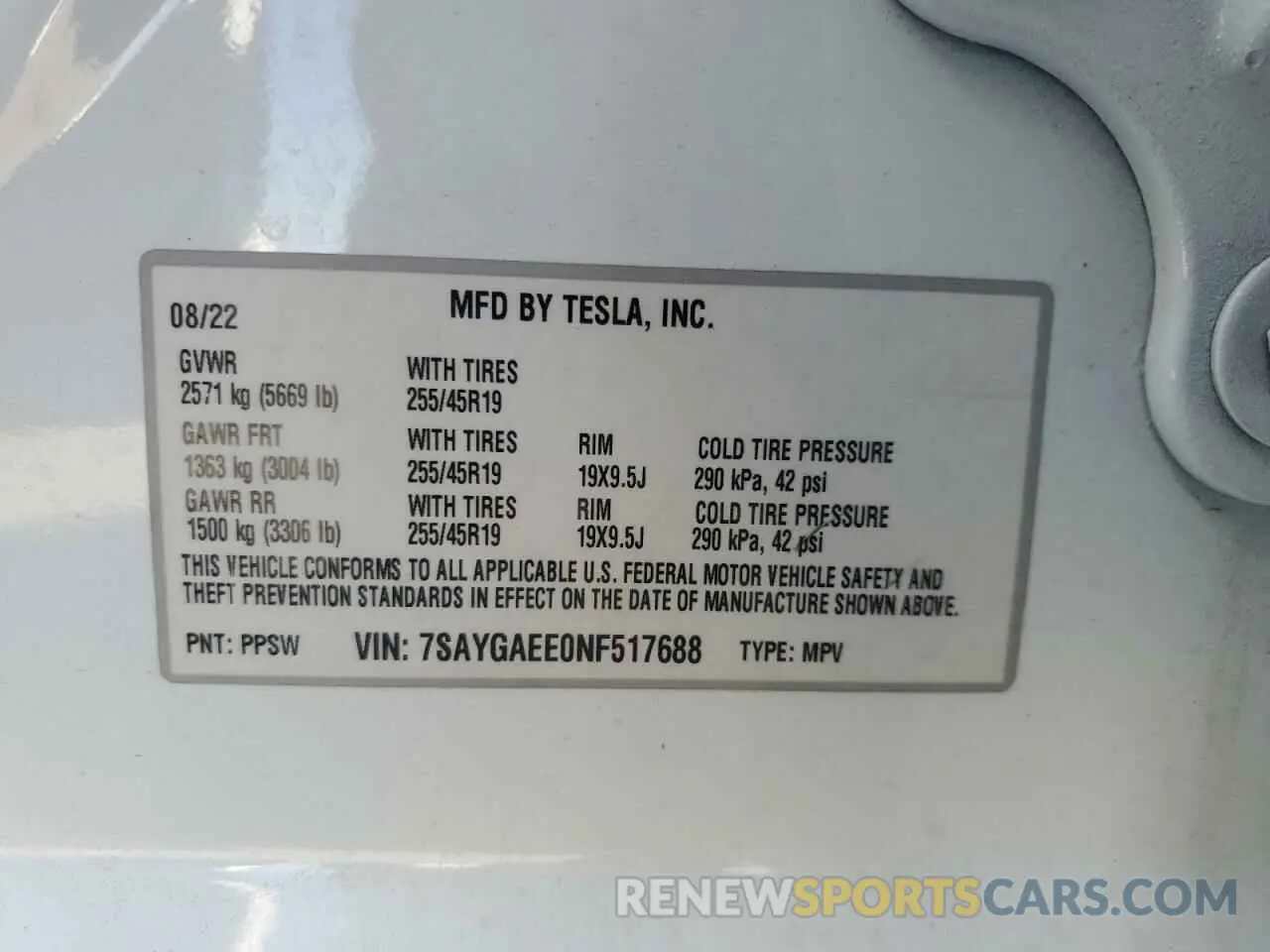 12 Фотография поврежденного автомобиля 7SAYGAEE0NF517688 TESLA MODEL Y 2022