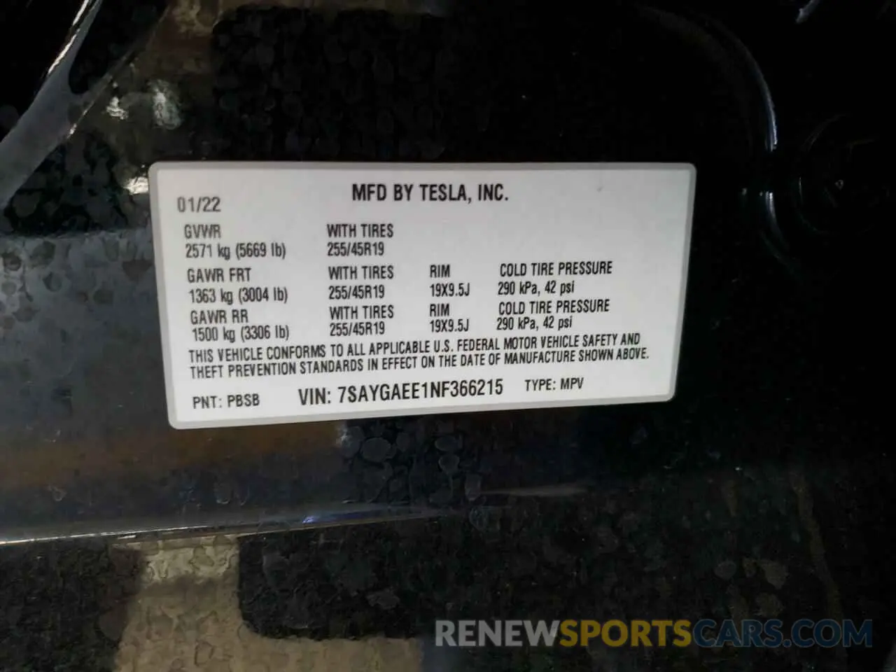 10 Photograph of a damaged car 7SAYGAEE1NF366215 TESLA MODEL Y 2022