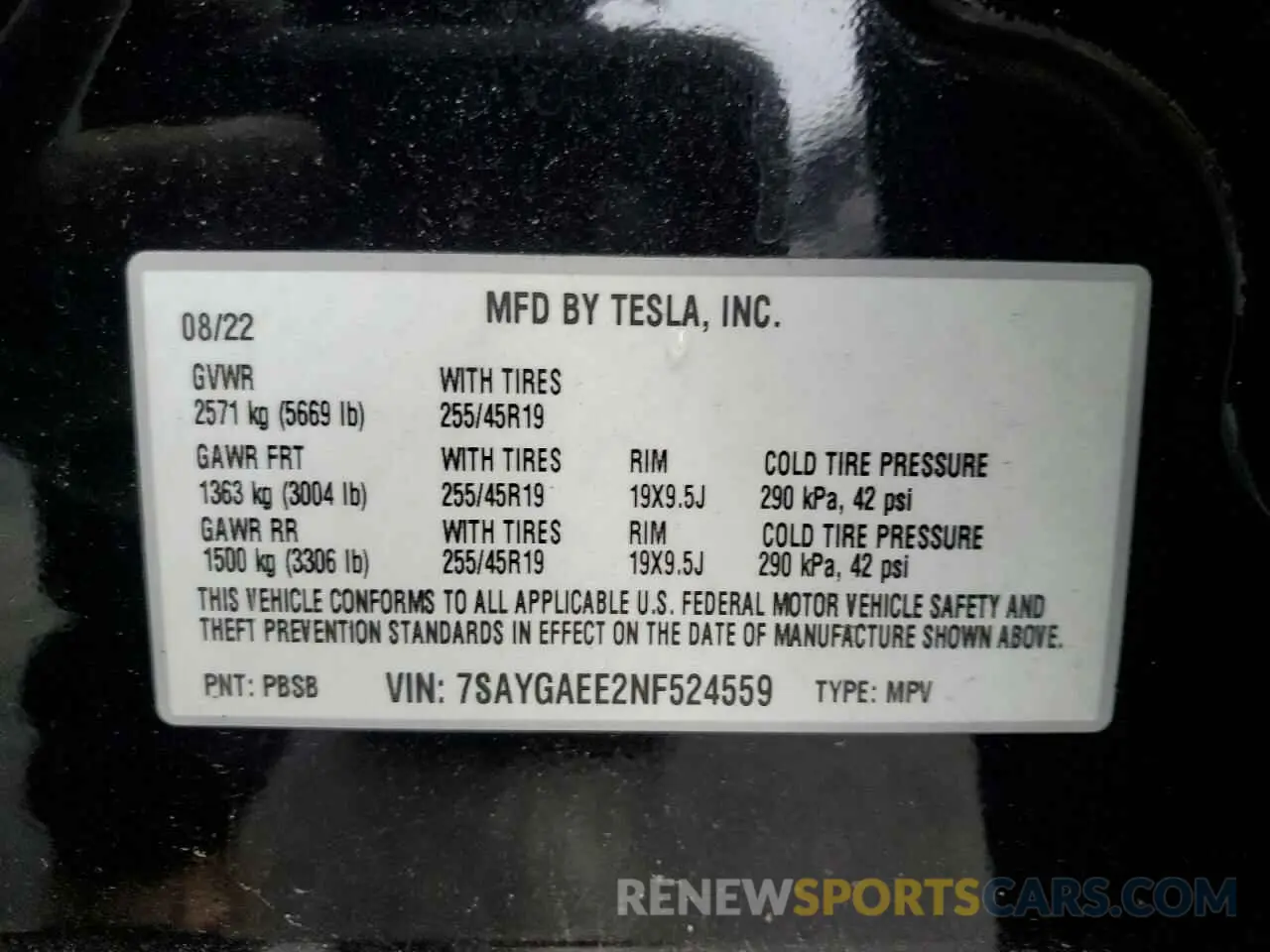 13 Photograph of a damaged car 7SAYGAEE2NF524559 TESLA MODEL Y 2022
