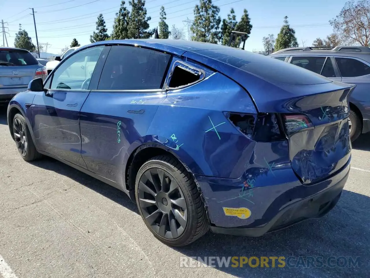 2 Фотография поврежденного автомобиля 7SAYGAEE3NF345396 TESLA MODEL Y 2022