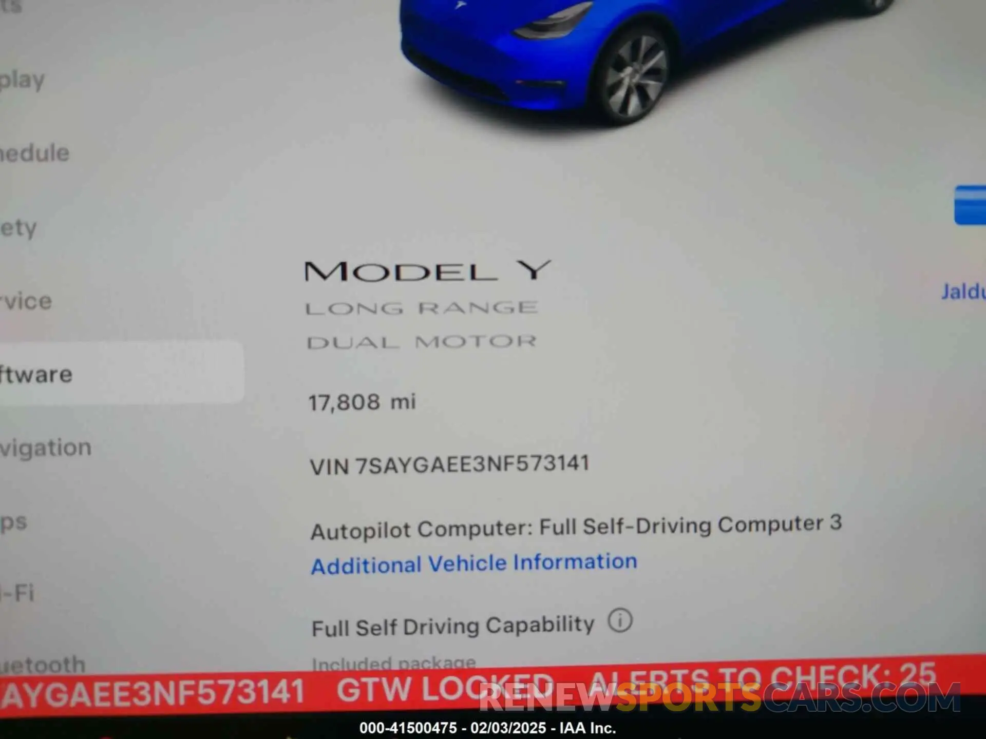 7 Фотография поврежденного автомобиля 7SAYGAEE3NF573141 TESLA MODEL Y 2022