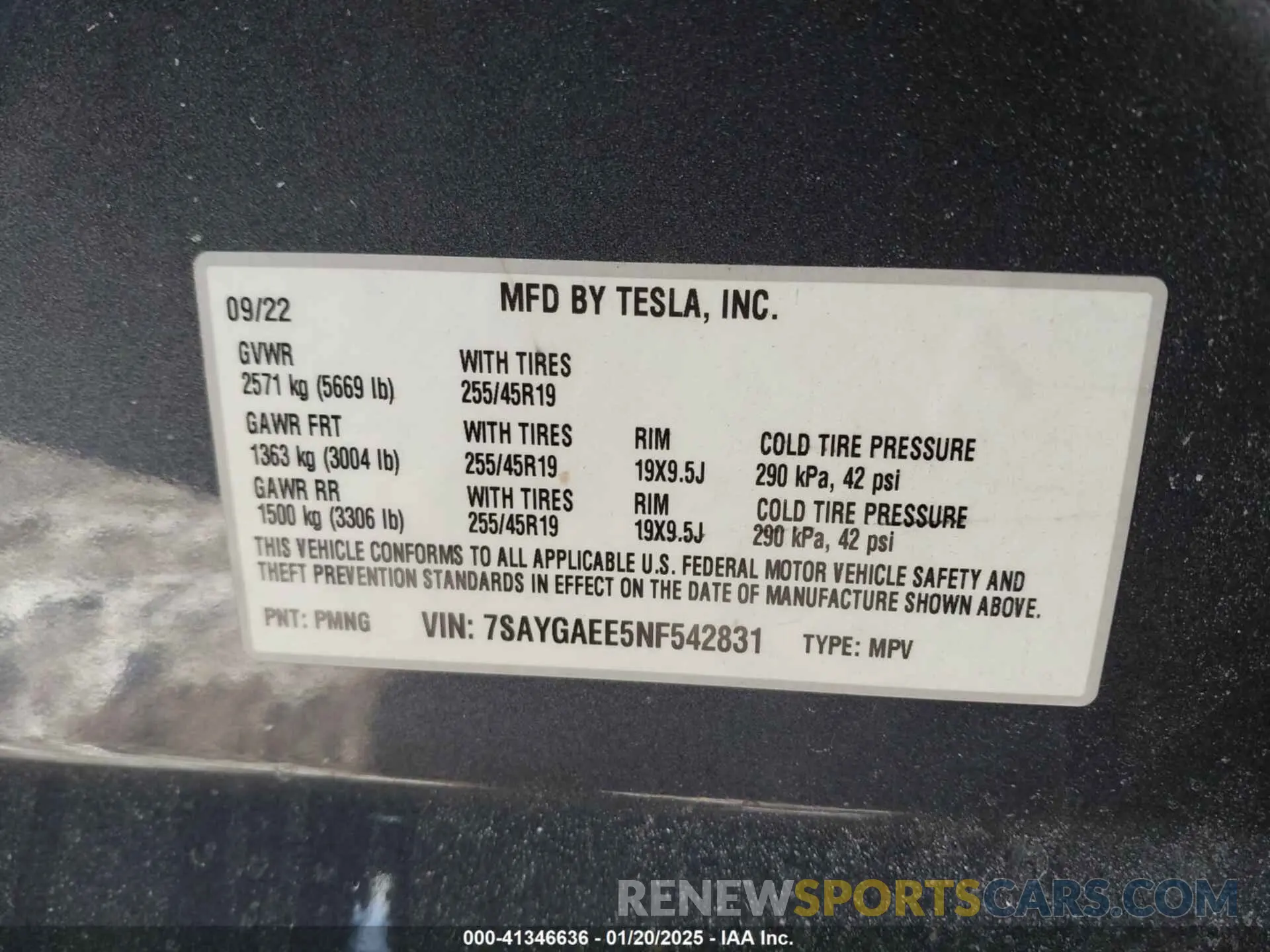 9 Photograph of a damaged car 7SAYGAEE5NF542831 TESLA MODEL Y 2022