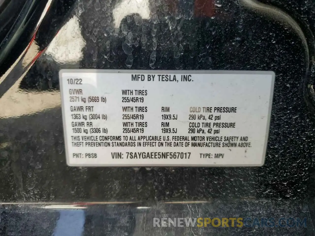 12 Фотография поврежденного автомобиля 7SAYGAEE5NF567017 TESLA MODEL Y 2022