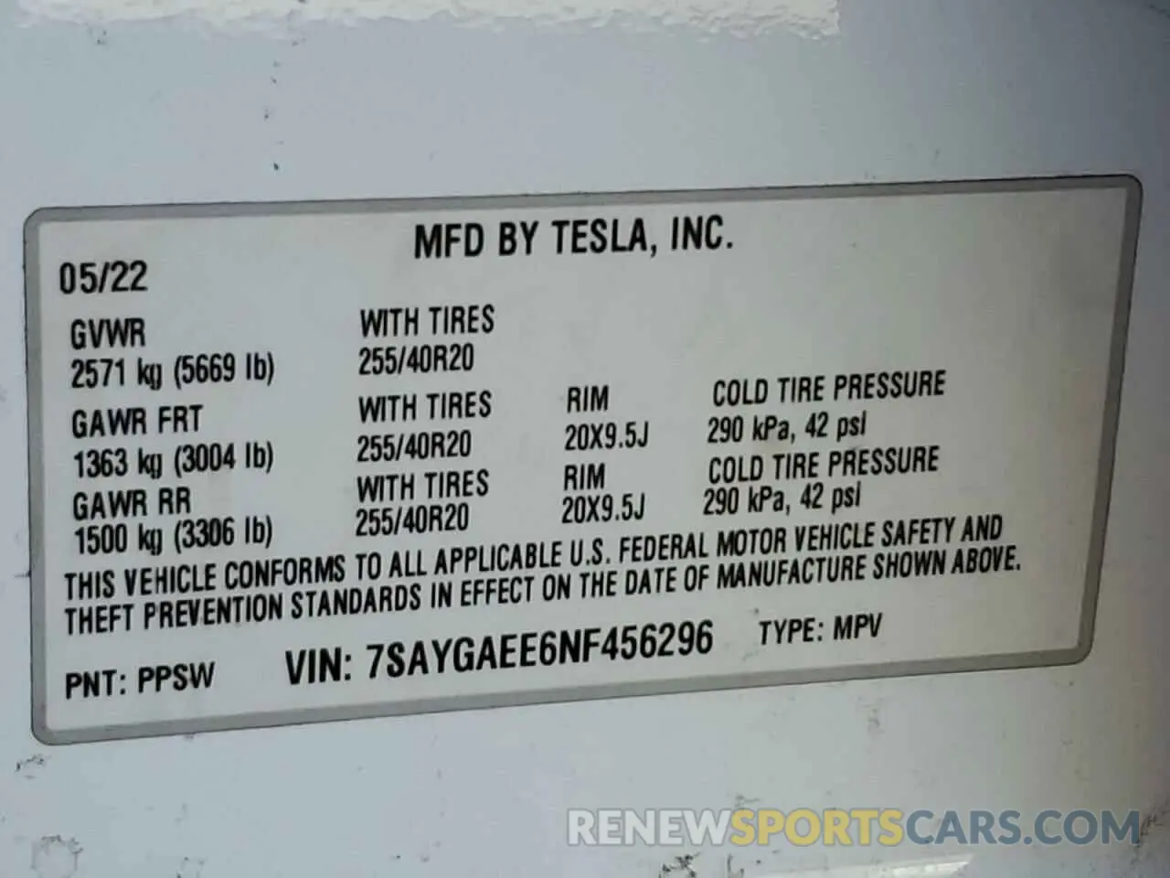 14 Фотография поврежденного автомобиля 7SAYGAEE6NF456296 TESLA MODEL Y 2022