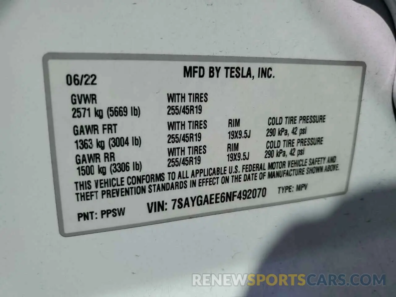 13 Photograph of a damaged car 7SAYGAEE6NF492070 TESLA MODEL Y 2022