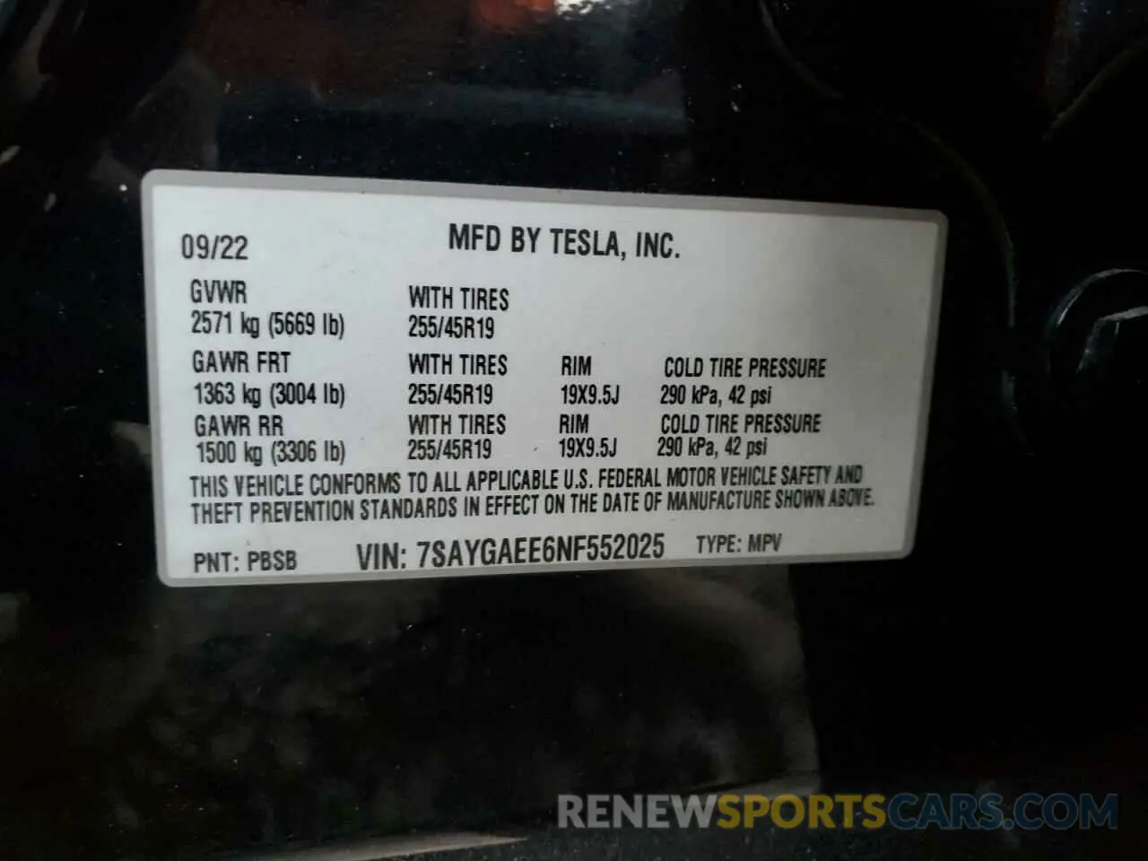 13 Photograph of a damaged car 7SAYGAEE6NF552025 TESLA MODEL Y 2022