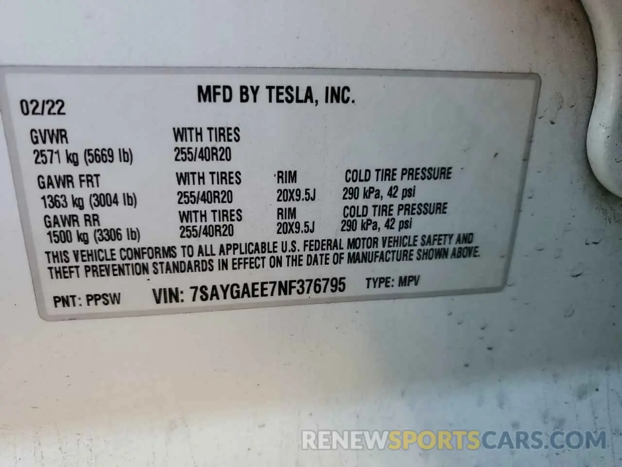 13 Фотография поврежденного автомобиля 7SAYGAEE7NF376795 TESLA MODEL Y 2022