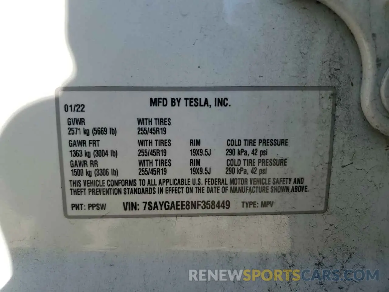 12 Photograph of a damaged car 7SAYGAEE8NF358449 TESLA MODEL Y 2022