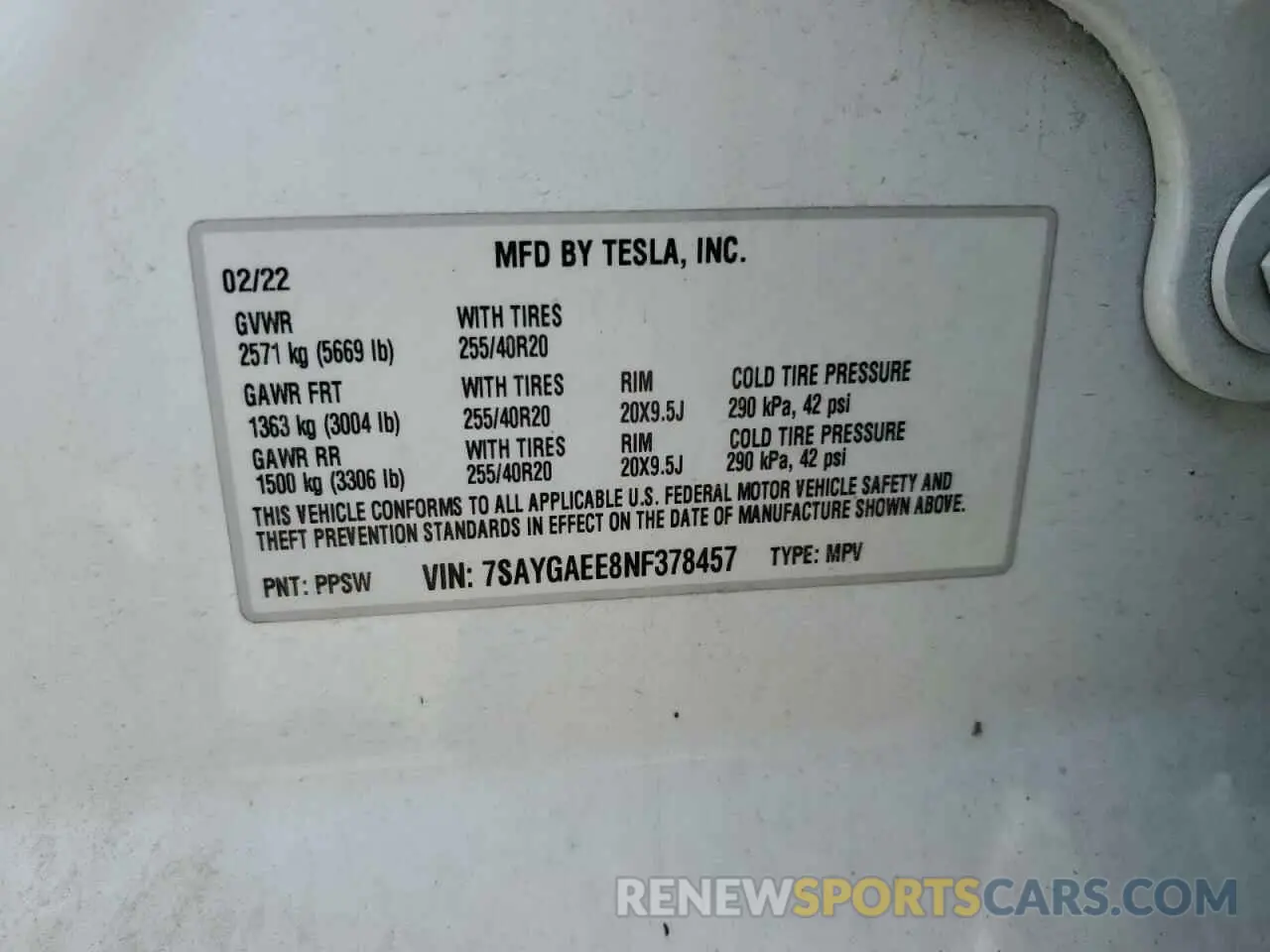 12 Photograph of a damaged car 7SAYGAEE8NF378457 TESLA MODEL Y 2022