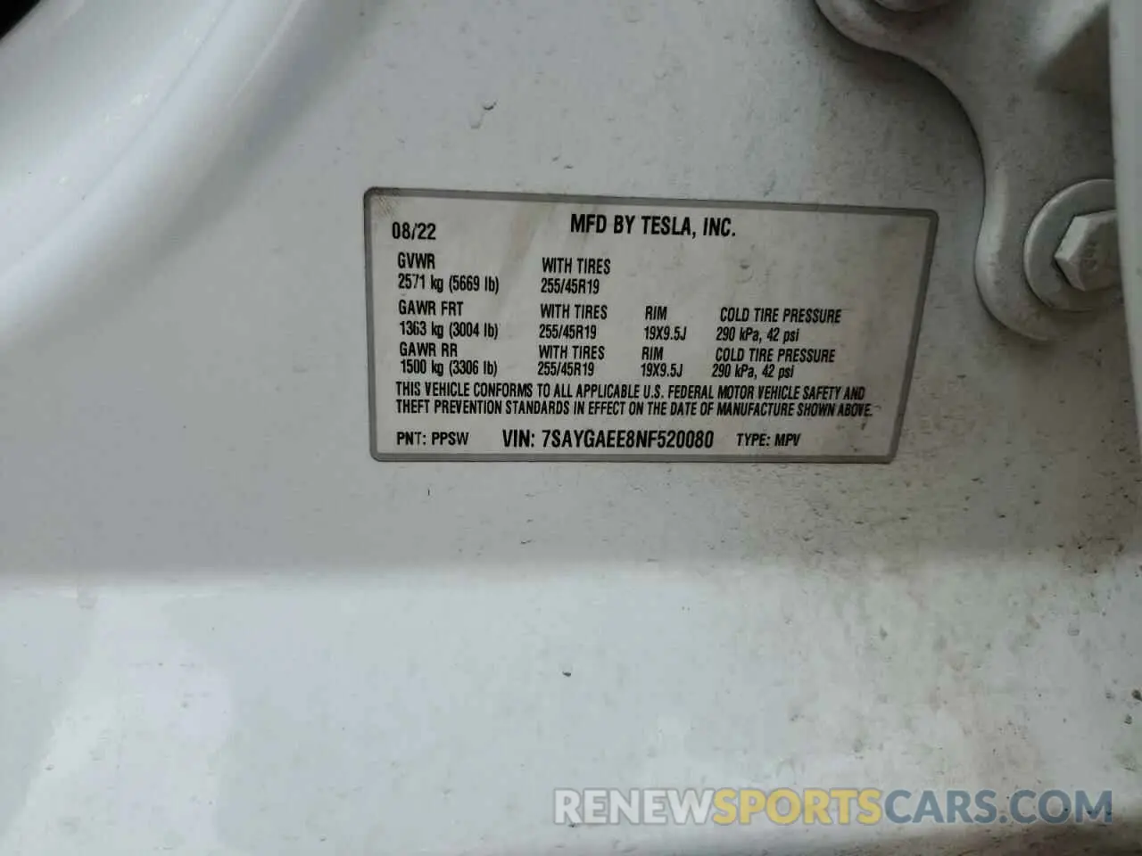 13 Photograph of a damaged car 7SAYGAEE8NF520080 TESLA MODEL Y 2022
