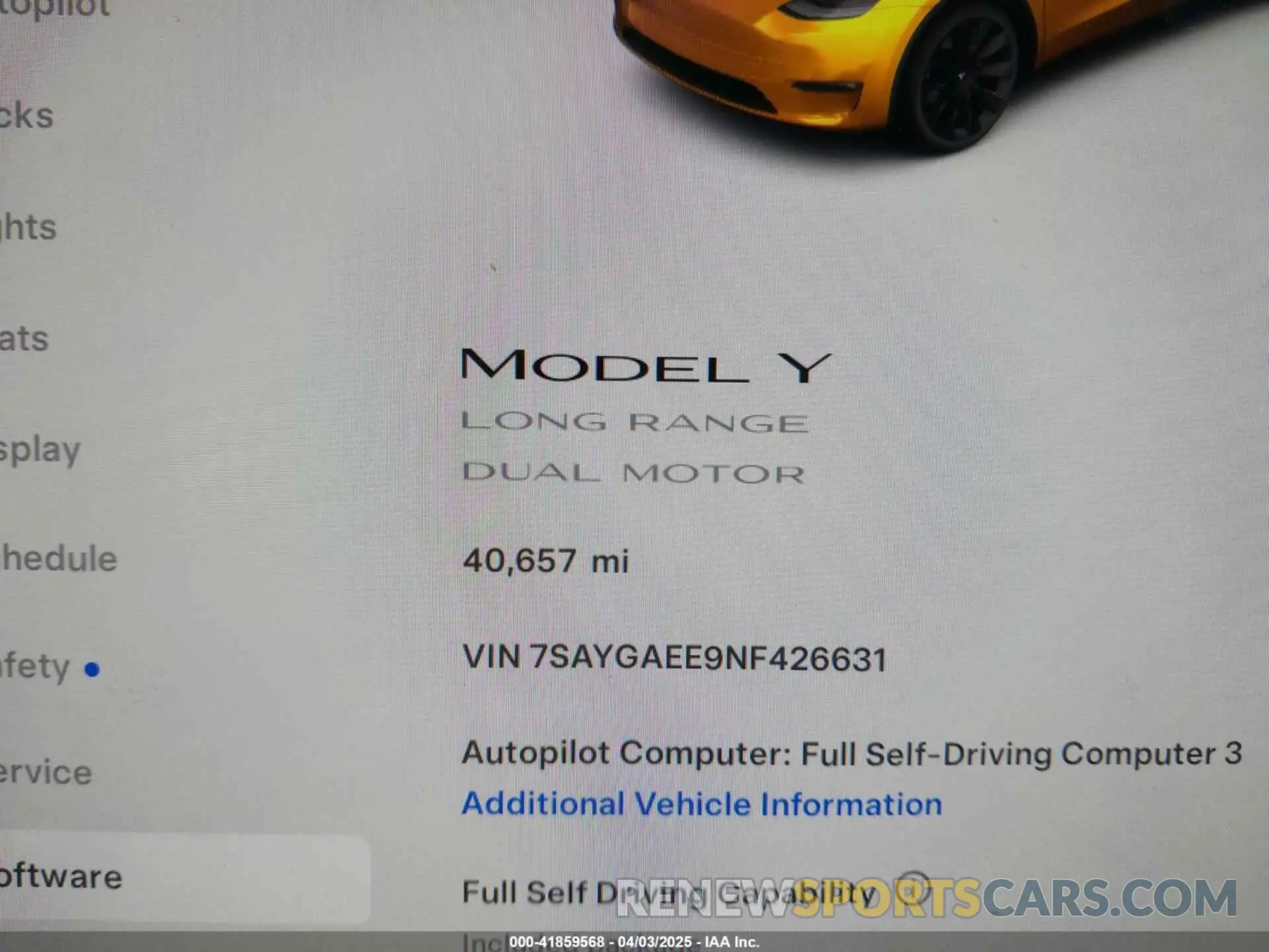 7 Photograph of a damaged car 7SAYGAEE9NF426631 TESLA MODEL Y 2022