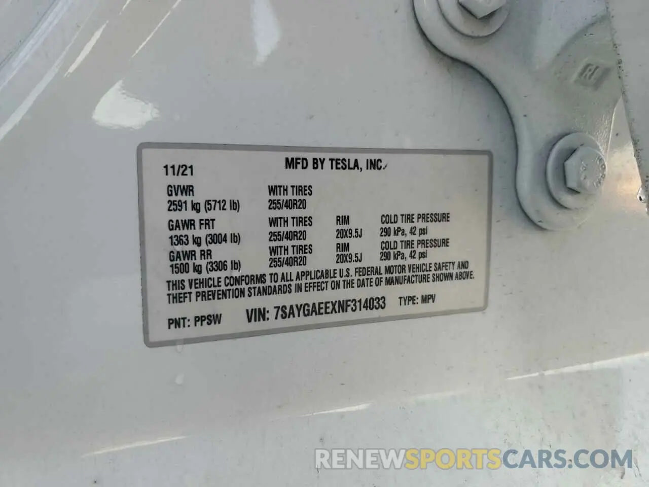 14 Photograph of a damaged car 7SAYGAEEXNF314033 TESLA MODEL Y 2022