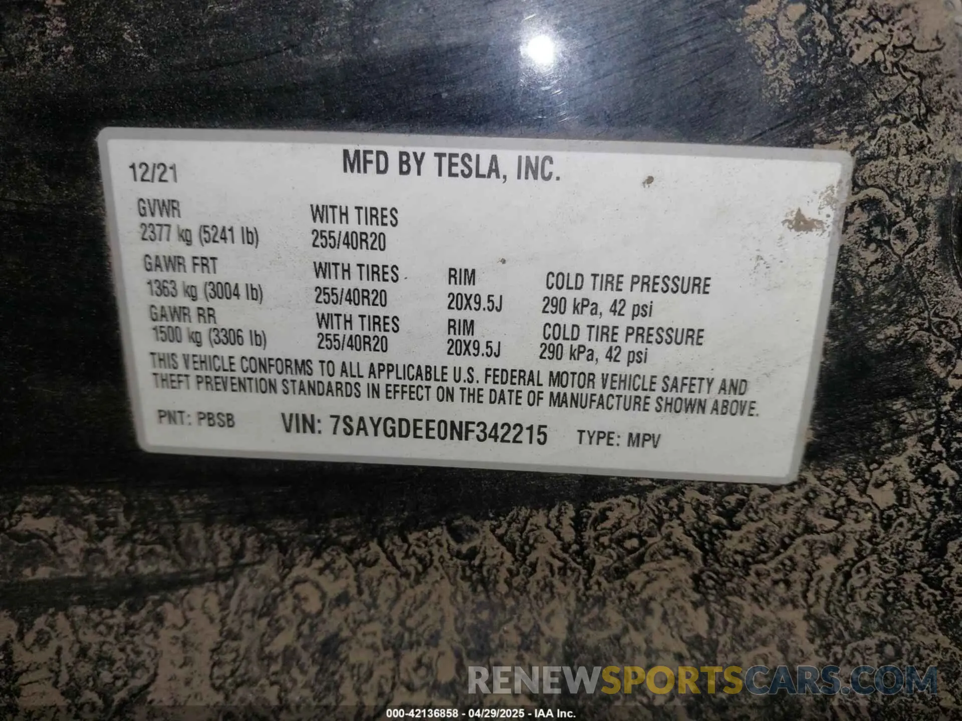 9 Фотография поврежденного автомобиля 7SAYGDEE0NF342215 TESLA MODEL Y 2022