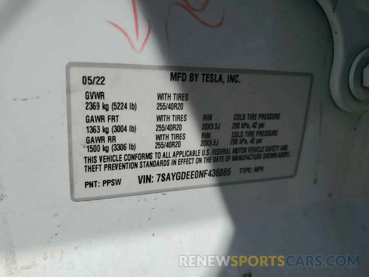 14 Photograph of a damaged car 7SAYGDEE0NF436885 TESLA MODEL Y 2022
