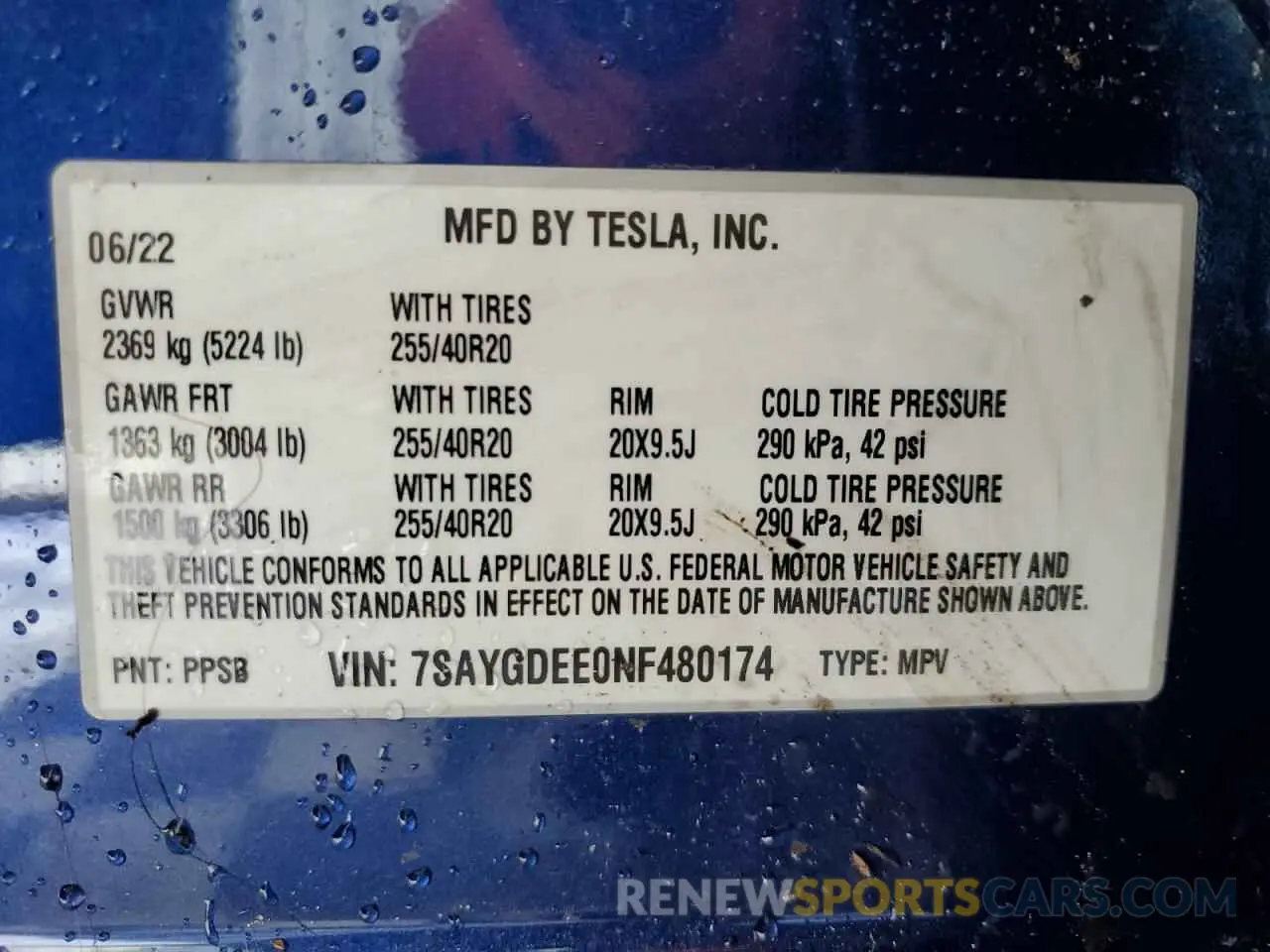 13 Photograph of a damaged car 7SAYGDEE0NF480174 TESLA MODEL Y 2022
