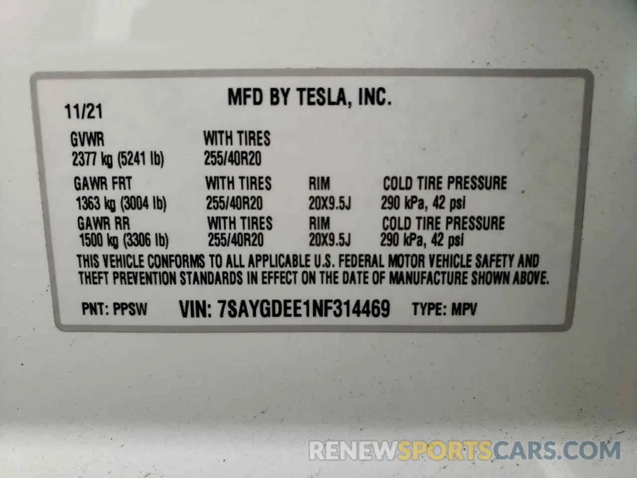 10 Photograph of a damaged car 7SAYGDEE1NF314469 TESLA MODEL Y 2022