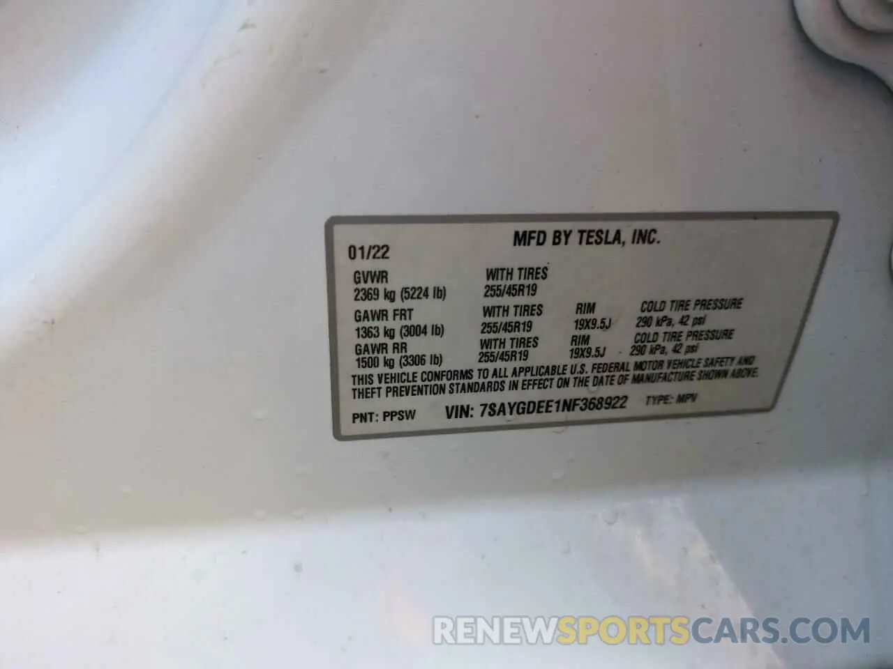 14 Фотография поврежденного автомобиля 7SAYGDEE1NF368922 TESLA MODEL Y 2022