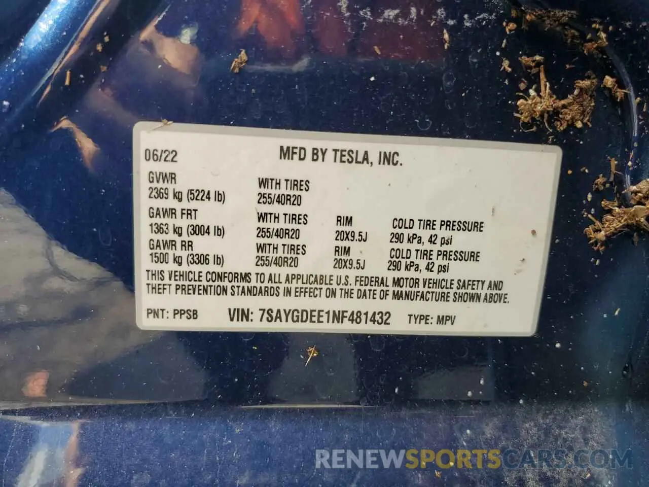 14 Photograph of a damaged car 7SAYGDEE1NF481432 TESLA MODEL Y 2022