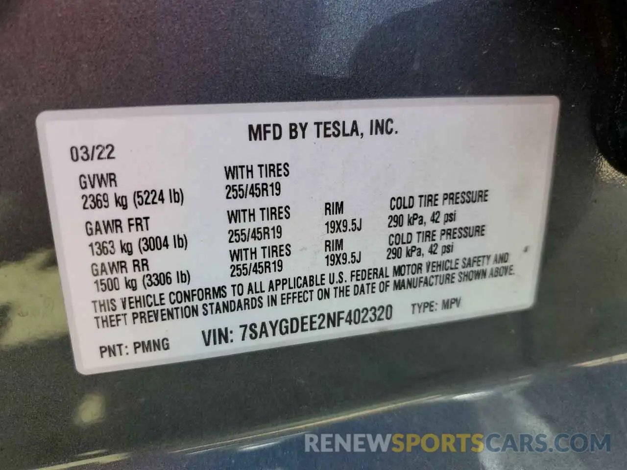 13 Photograph of a damaged car 7SAYGDEE2NF402320 TESLA MODEL Y 2022