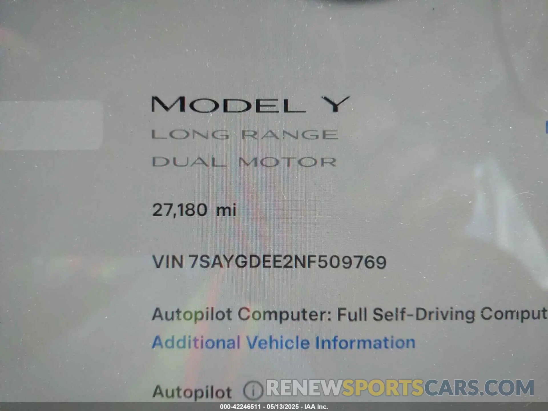 7 Фотография поврежденного автомобиля 7SAYGDEE2NF509769 TESLA MODEL Y 2022