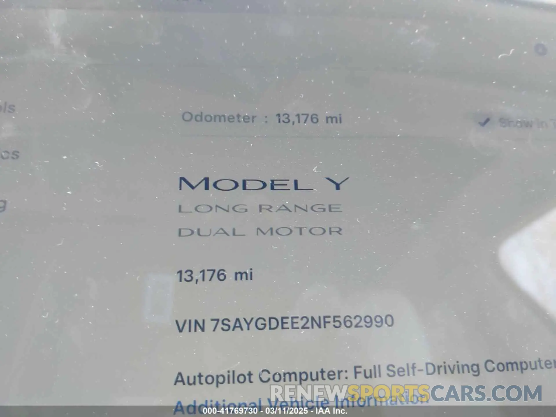 14 Фотография поврежденного автомобиля 7SAYGDEE2NF562990 TESLA MODEL Y 2022