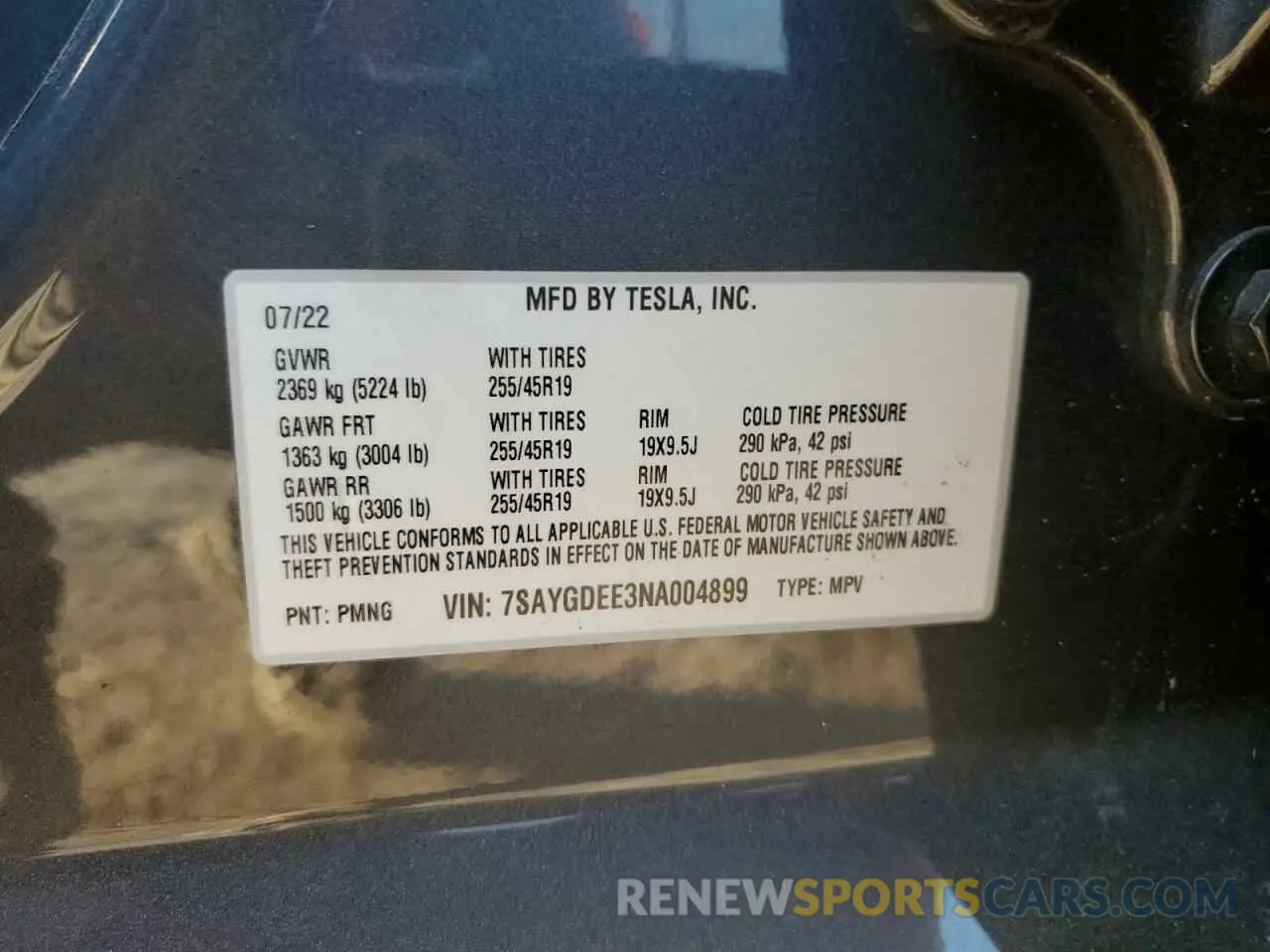 12 Photograph of a damaged car 7SAYGDEE3NA004899 TESLA MODEL Y 2022