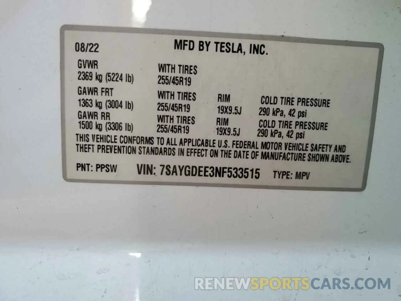 12 Photograph of a damaged car 7SAYGDEE3NF533515 TESLA MODEL Y 2022