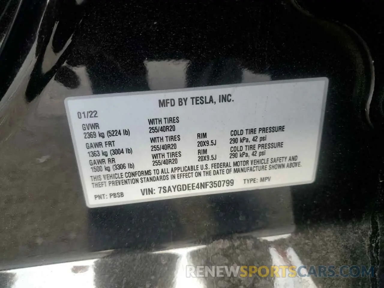 12 Фотография поврежденного автомобиля 7SAYGDEE4NF350799 TESLA MODEL Y 2022