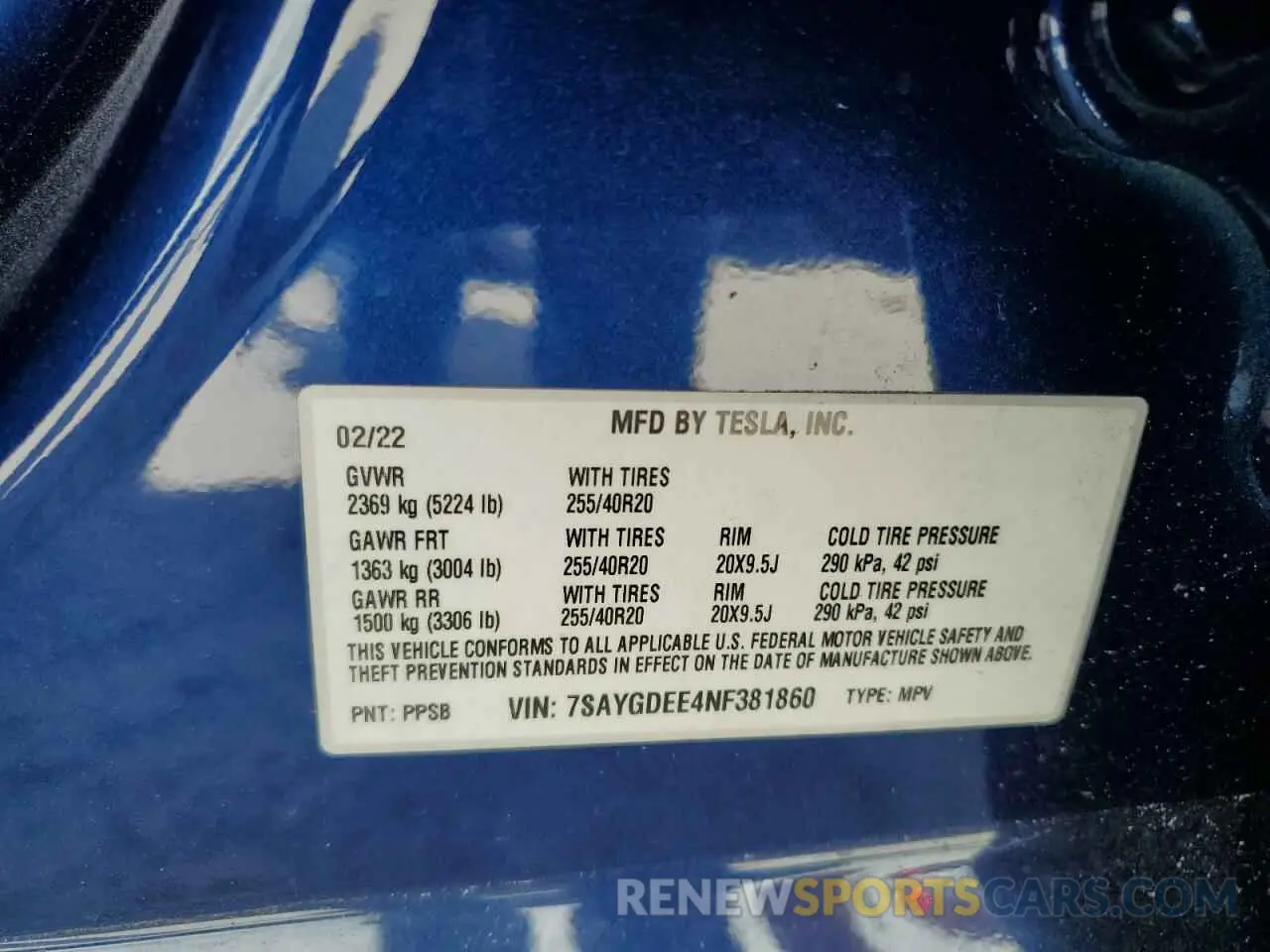 14 Photograph of a damaged car 7SAYGDEE4NF381860 TESLA MODEL Y 2022