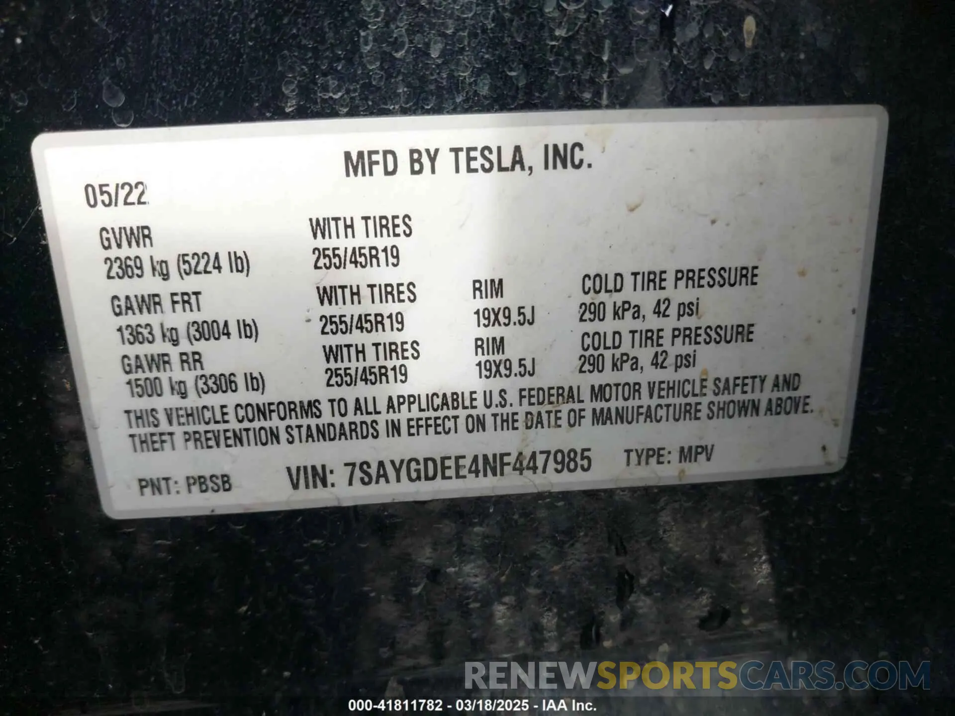 9 Фотография поврежденного автомобиля 7SAYGDEE4NF447985 TESLA MODEL Y 2022