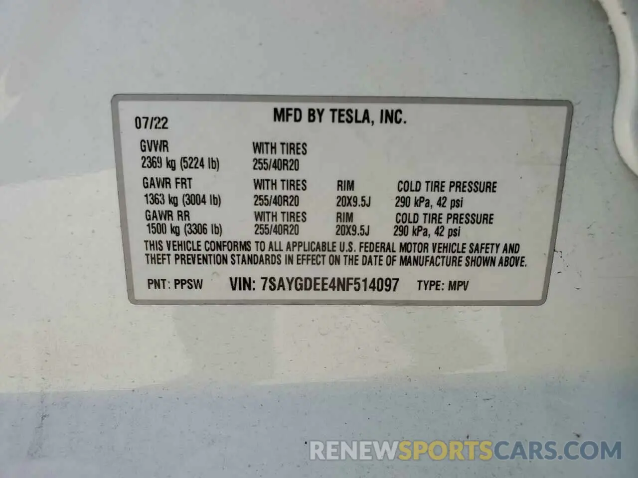 12 Photograph of a damaged car 7SAYGDEE4NF514097 TESLA MODEL Y 2022