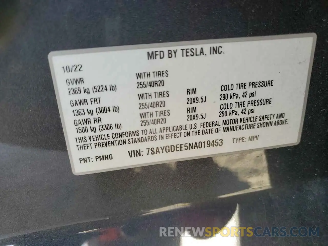 13 Фотография поврежденного автомобиля 7SAYGDEE5NA019453 TESLA MODEL Y 2022