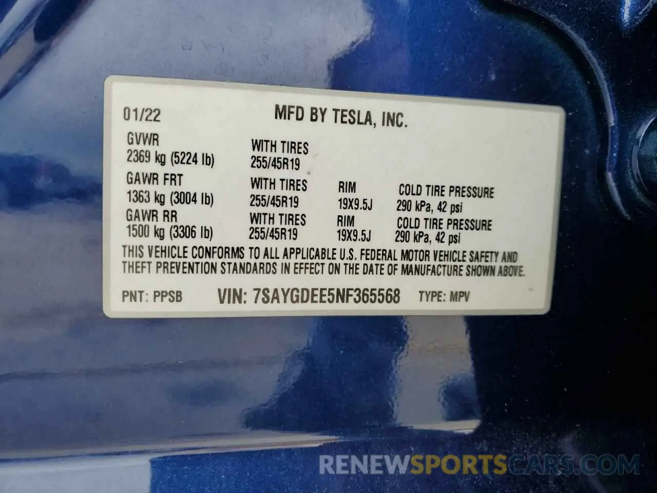 13 Photograph of a damaged car 7SAYGDEE5NF365568 TESLA MODEL Y 2022
