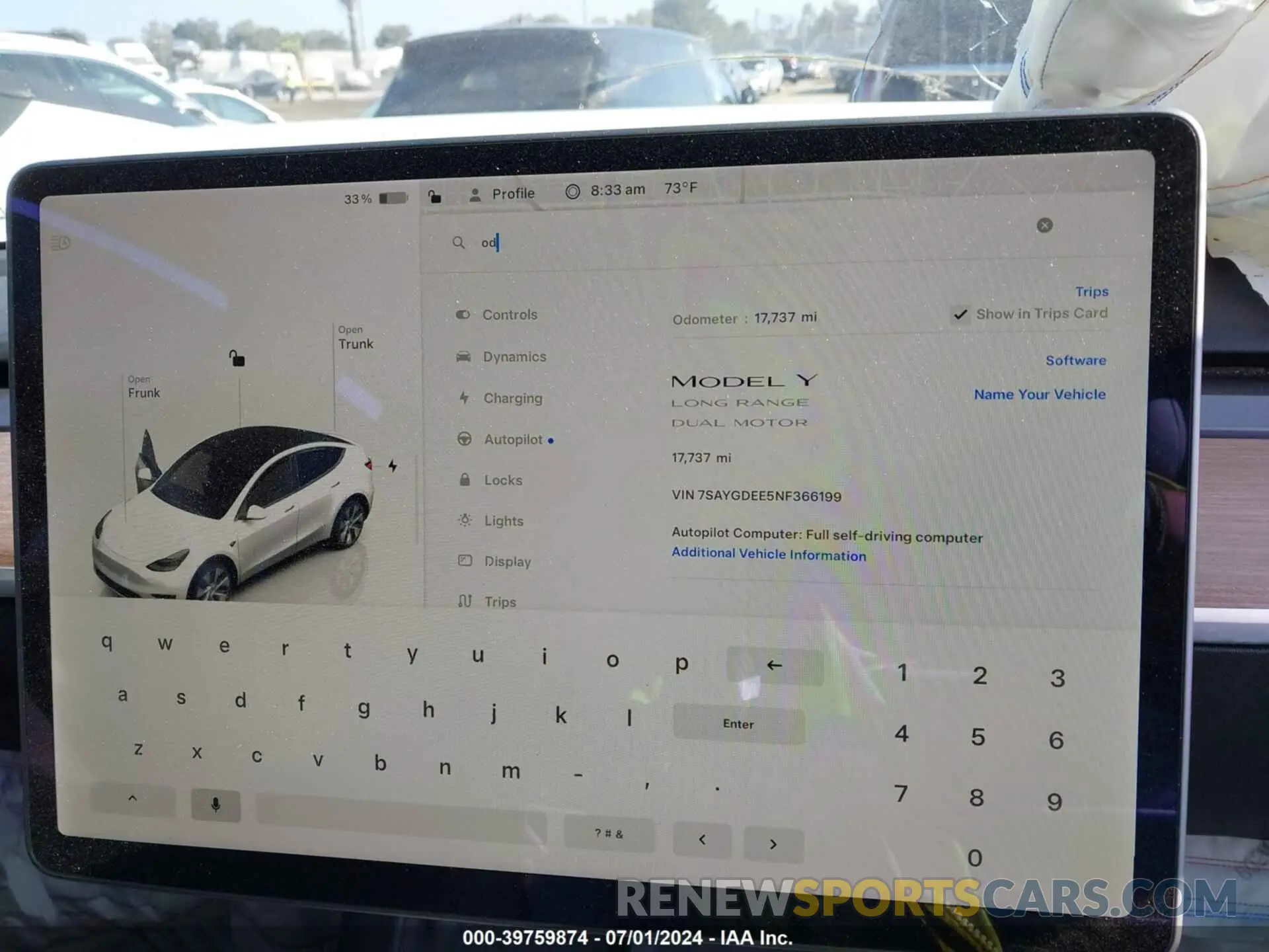 7 Фотография поврежденного автомобиля 7SAYGDEE5NF366199 TESLA MODEL Y 2022