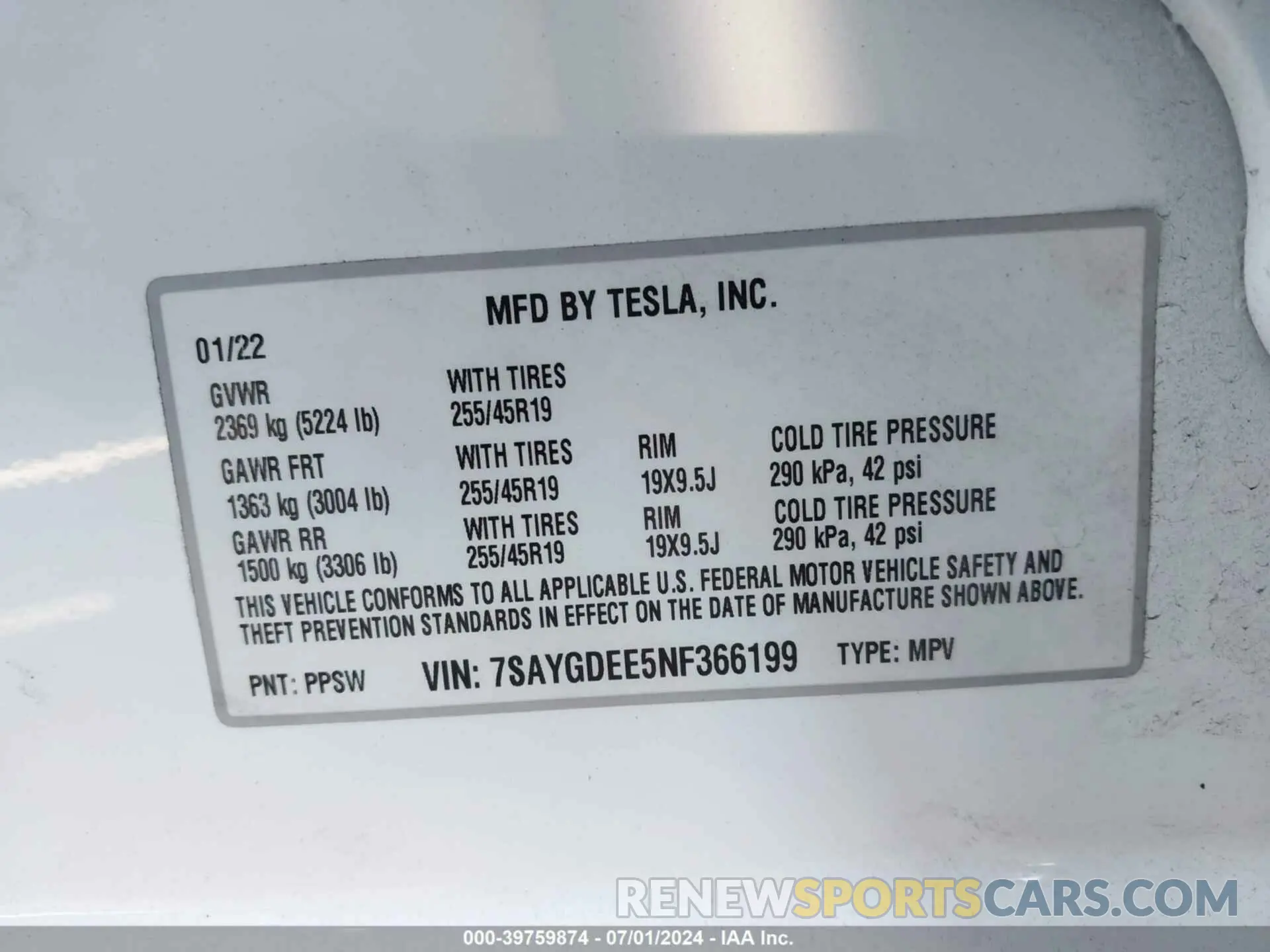 9 Фотография поврежденного автомобиля 7SAYGDEE5NF366199 TESLA MODEL Y 2022