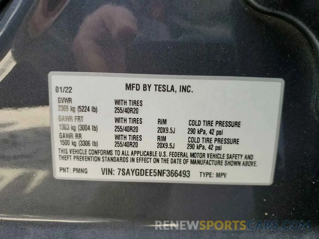 14 Фотография поврежденного автомобиля 7SAYGDEE5NF366493 TESLA MODEL Y 2022