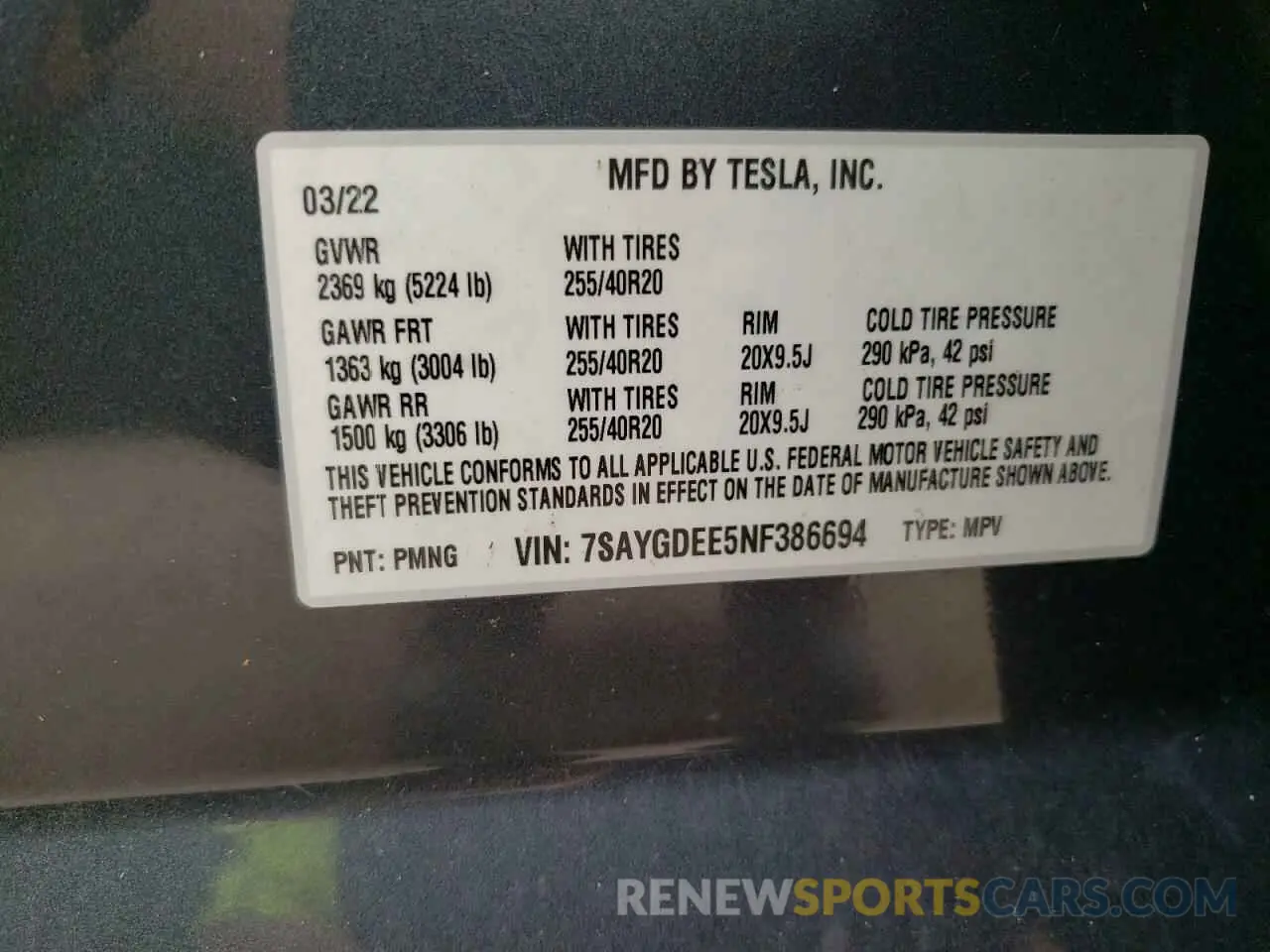 13 Photograph of a damaged car 7SAYGDEE5NF386694 TESLA MODEL Y 2022