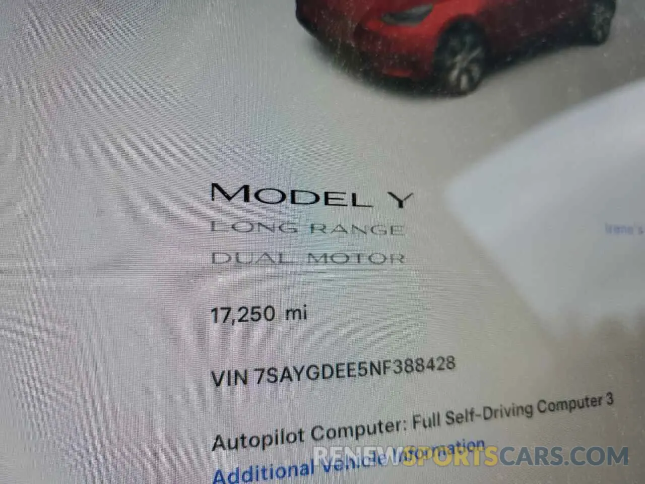 9 Фотография поврежденного автомобиля 7SAYGDEE5NF388428 TESLA MODEL Y 2022