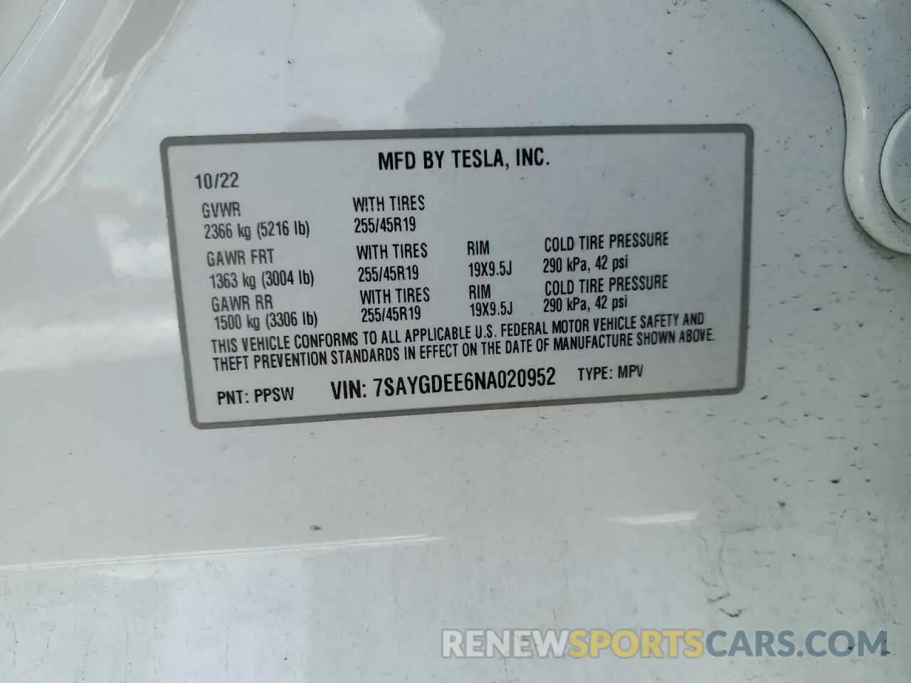 13 Фотография поврежденного автомобиля 7SAYGDEE6NA020952 TESLA MODEL Y 2022