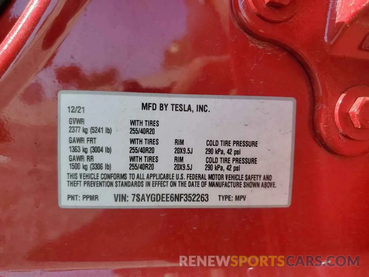 15 Фотография поврежденного автомобиля 7SAYGDEE6NF352263 TESLA MODEL Y 2022