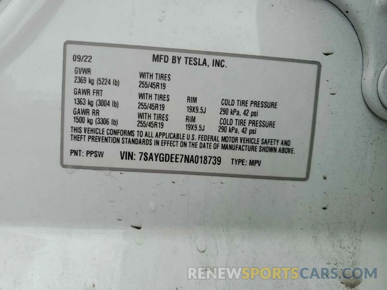 13 Фотография поврежденного автомобиля 7SAYGDEE7NA018739 TESLA MODEL Y 2022