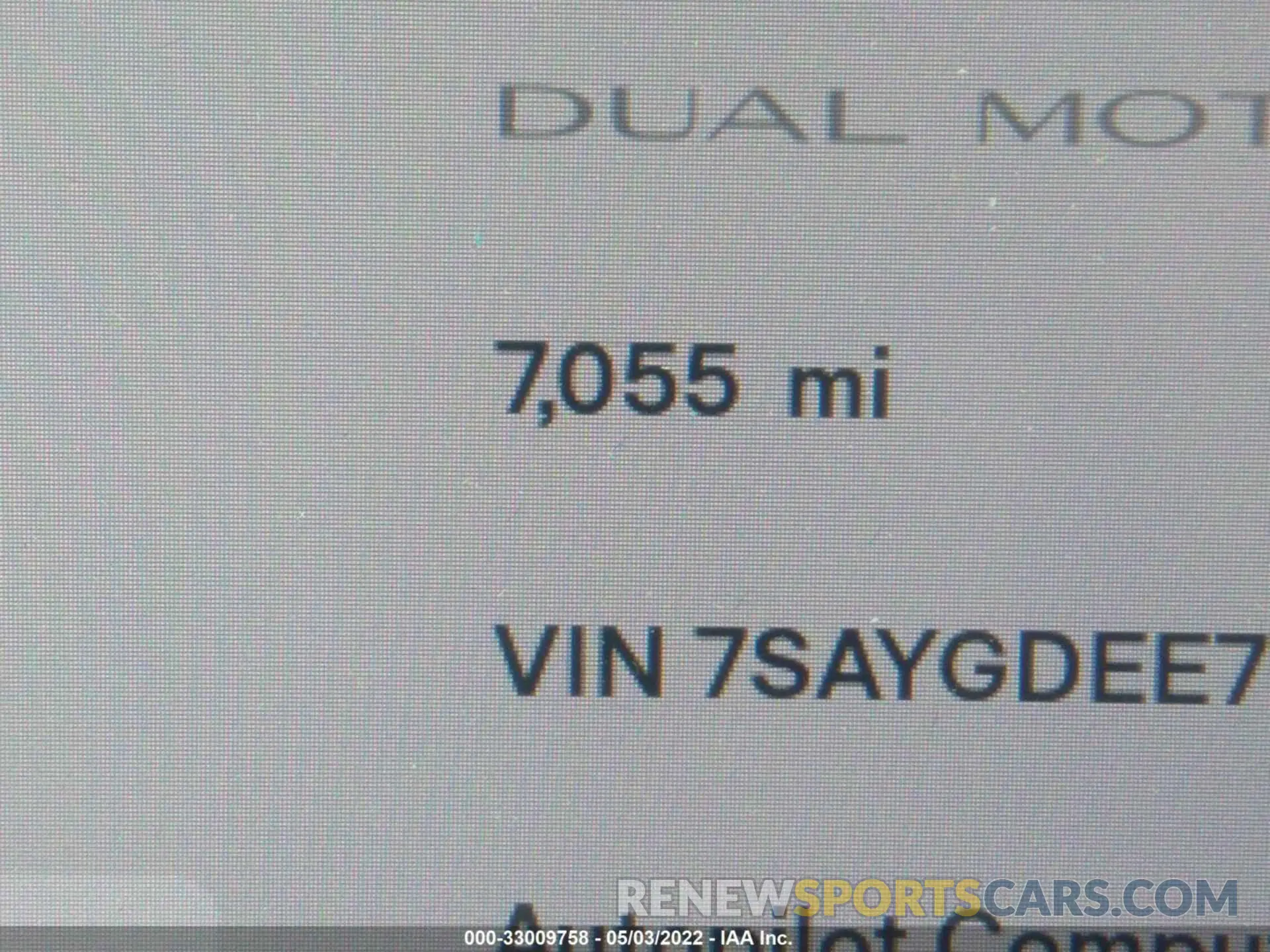 7 Фотография поврежденного автомобиля 7SAYGDEE7NF319773 TESLA MODEL Y 2022