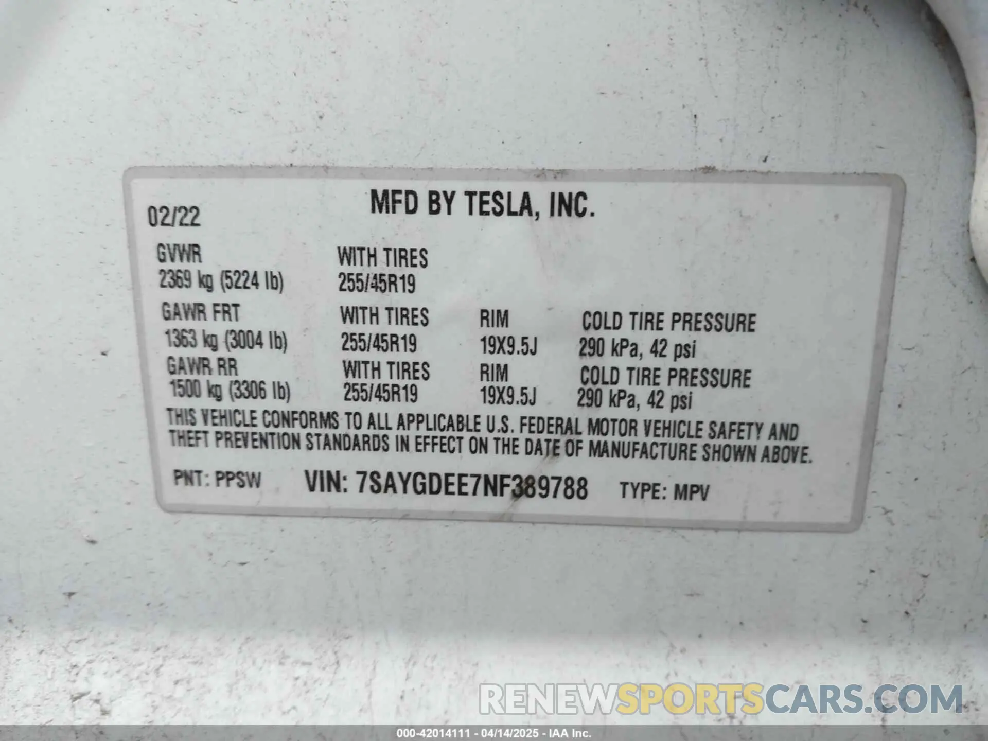 9 Фотография поврежденного автомобиля 7SAYGDEE7NF389788 TESLA MODEL Y 2022