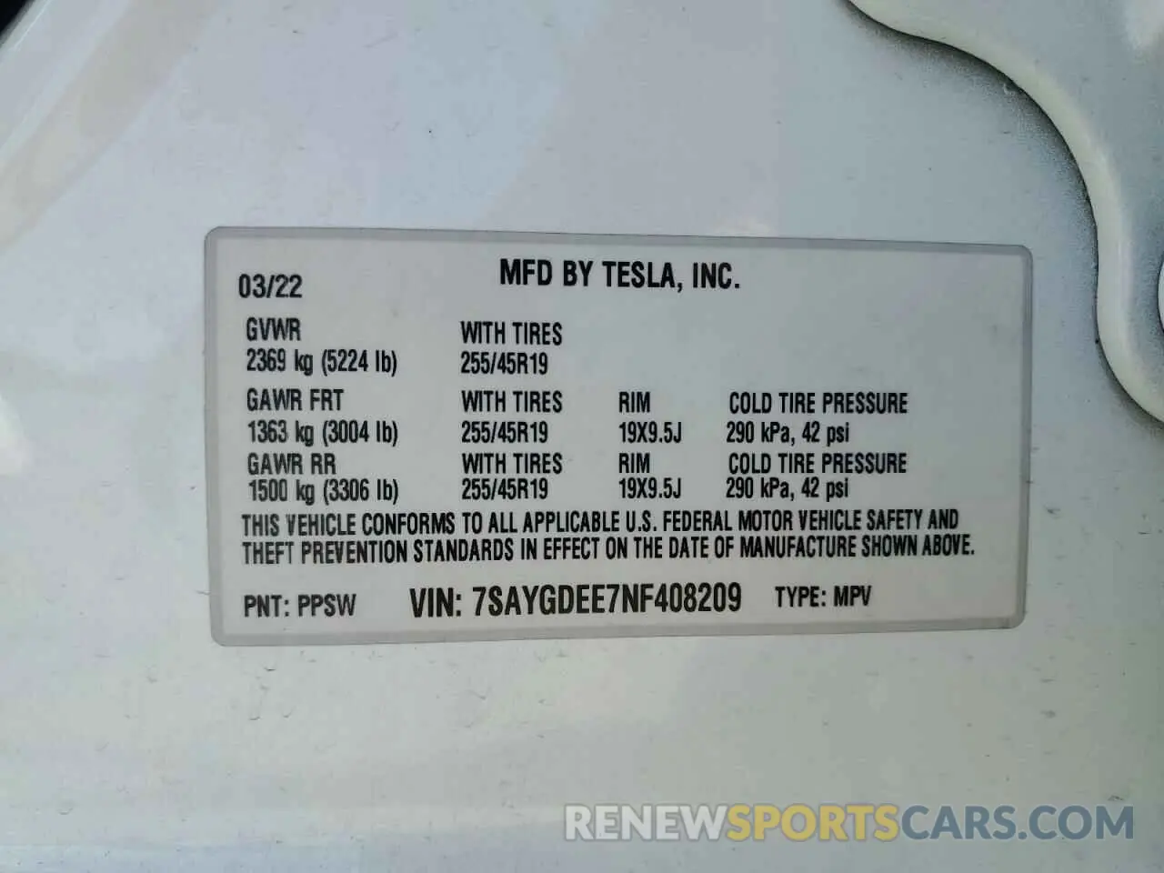 13 Фотография поврежденного автомобиля 7SAYGDEE7NF408209 TESLA MODEL Y 2022